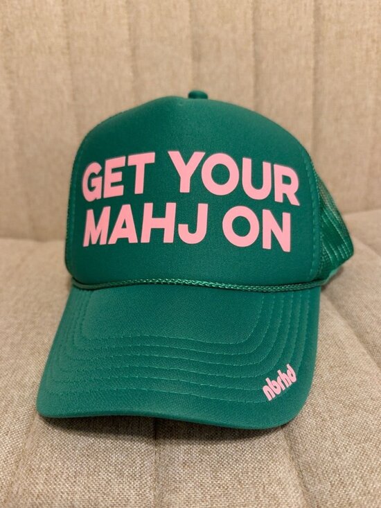 nbhd Accessories - nbhd Get Your Mahj On Mahjong Trucker Hat Green Pink